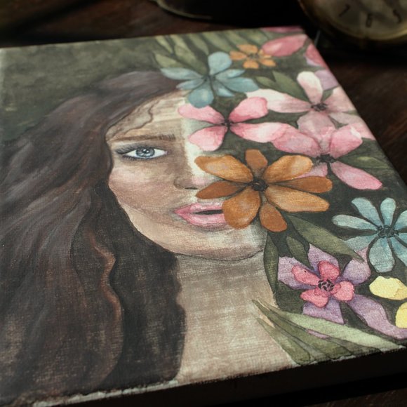 BOTANICAL BABE ✺ watercolor painting (6x8 canvas) - Picture 2 of 4